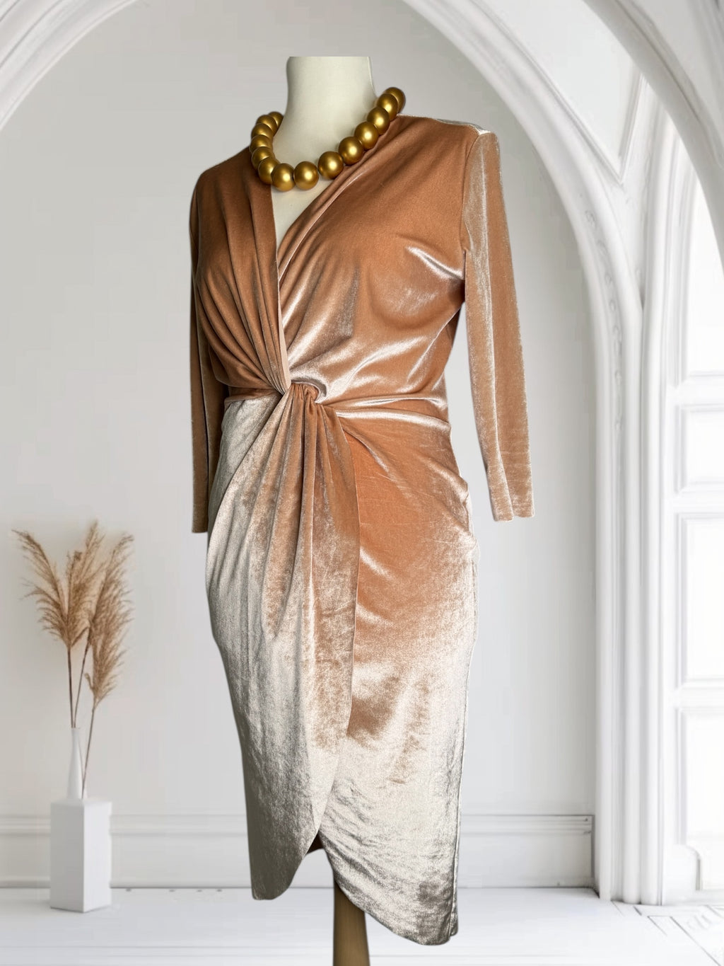 Robe beige Crème, Taille S, tissu viscose