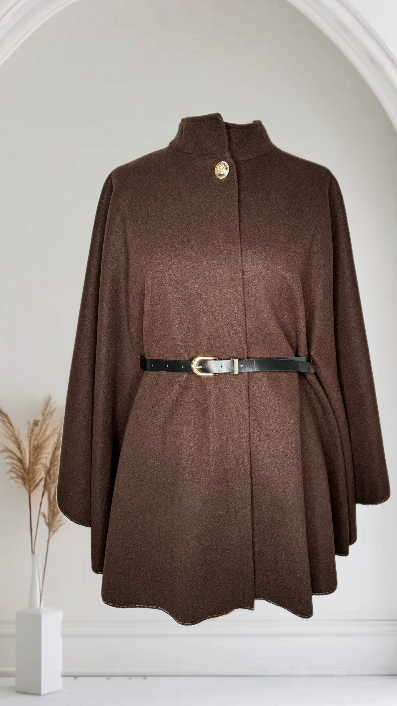 Pancho de femme avec ceinture Taille L-XL couleur Chocolat