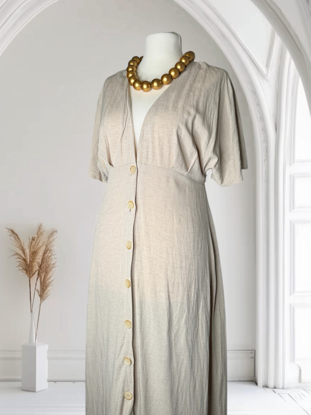 Robe tres elegant, couleur Crème, Taille XL