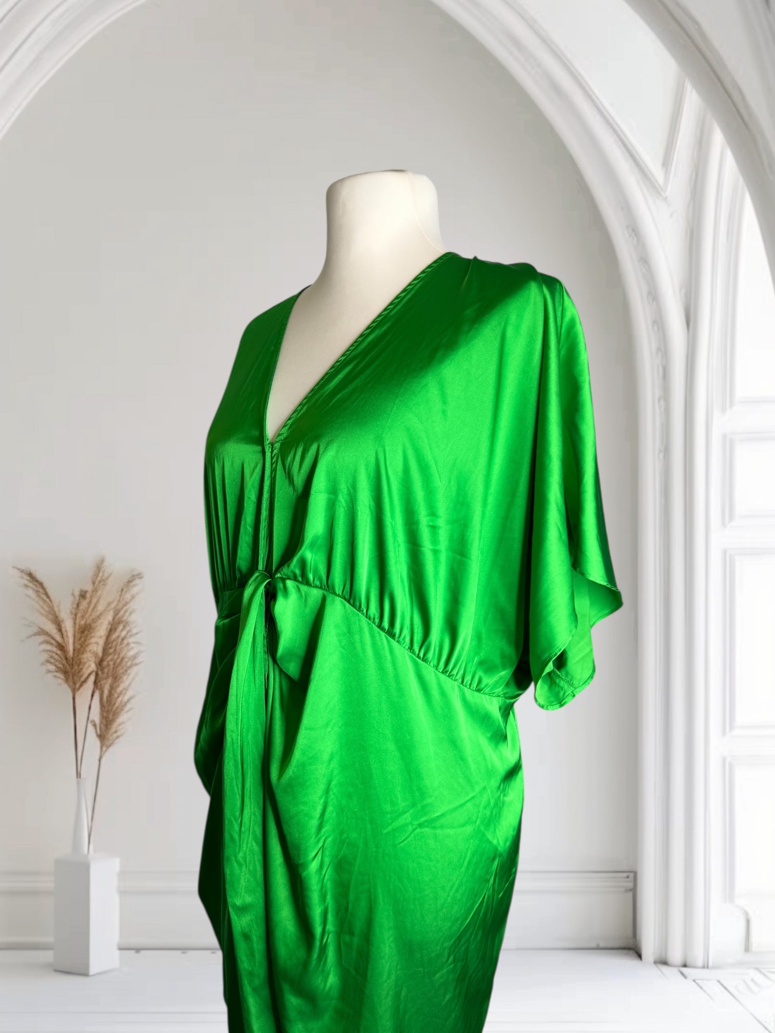 Robe couleur Vert, Soie, Taille 2XL