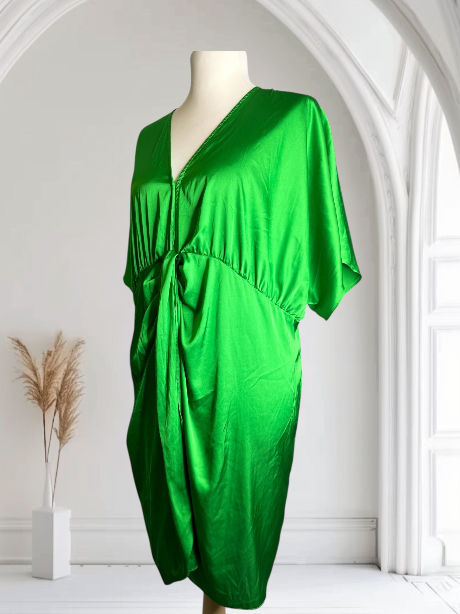 Robe couleur Vert, Soie, Taille 2XL