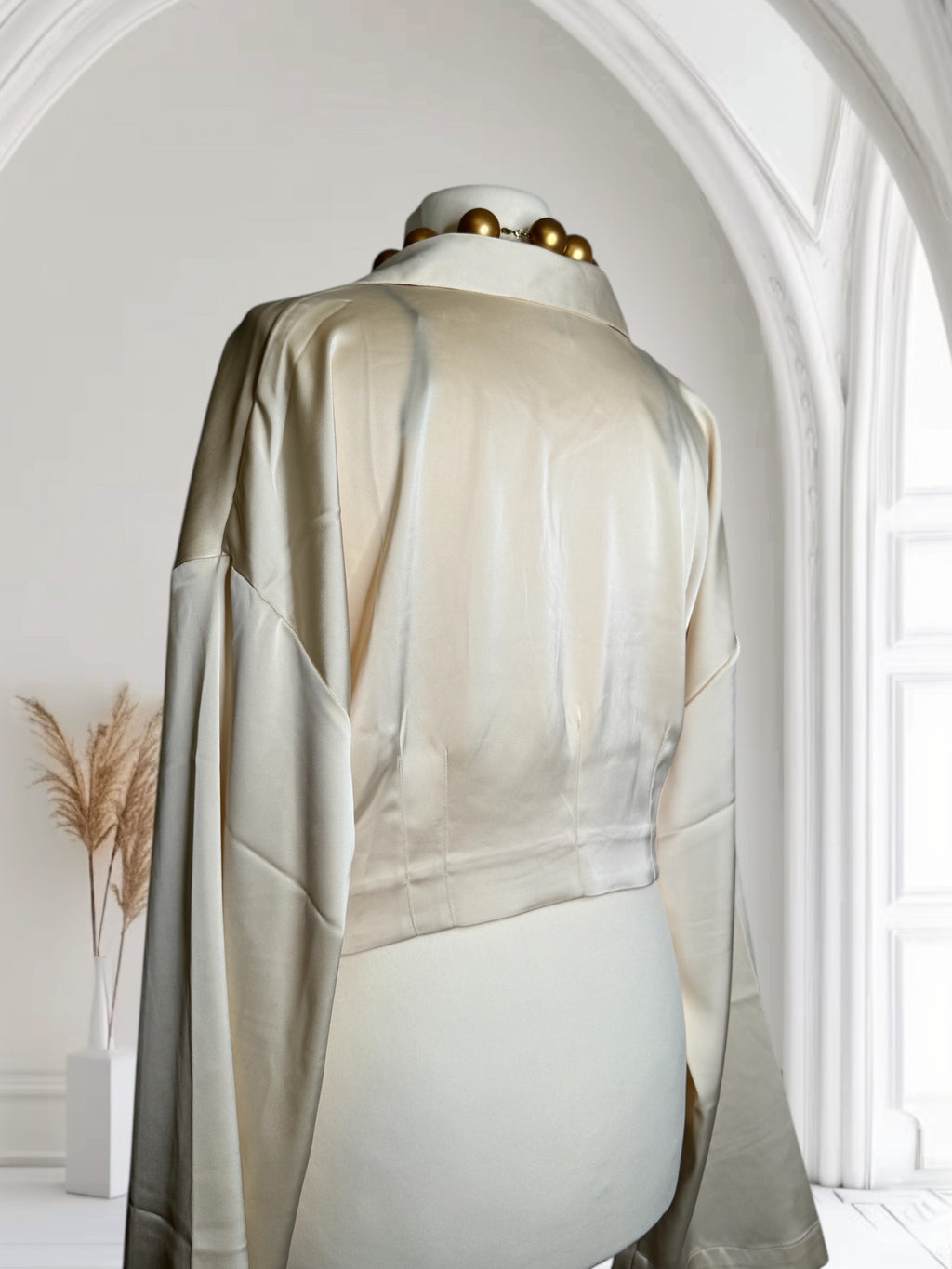 Chemise crème Soie courte, Taille L-XL, Made in France