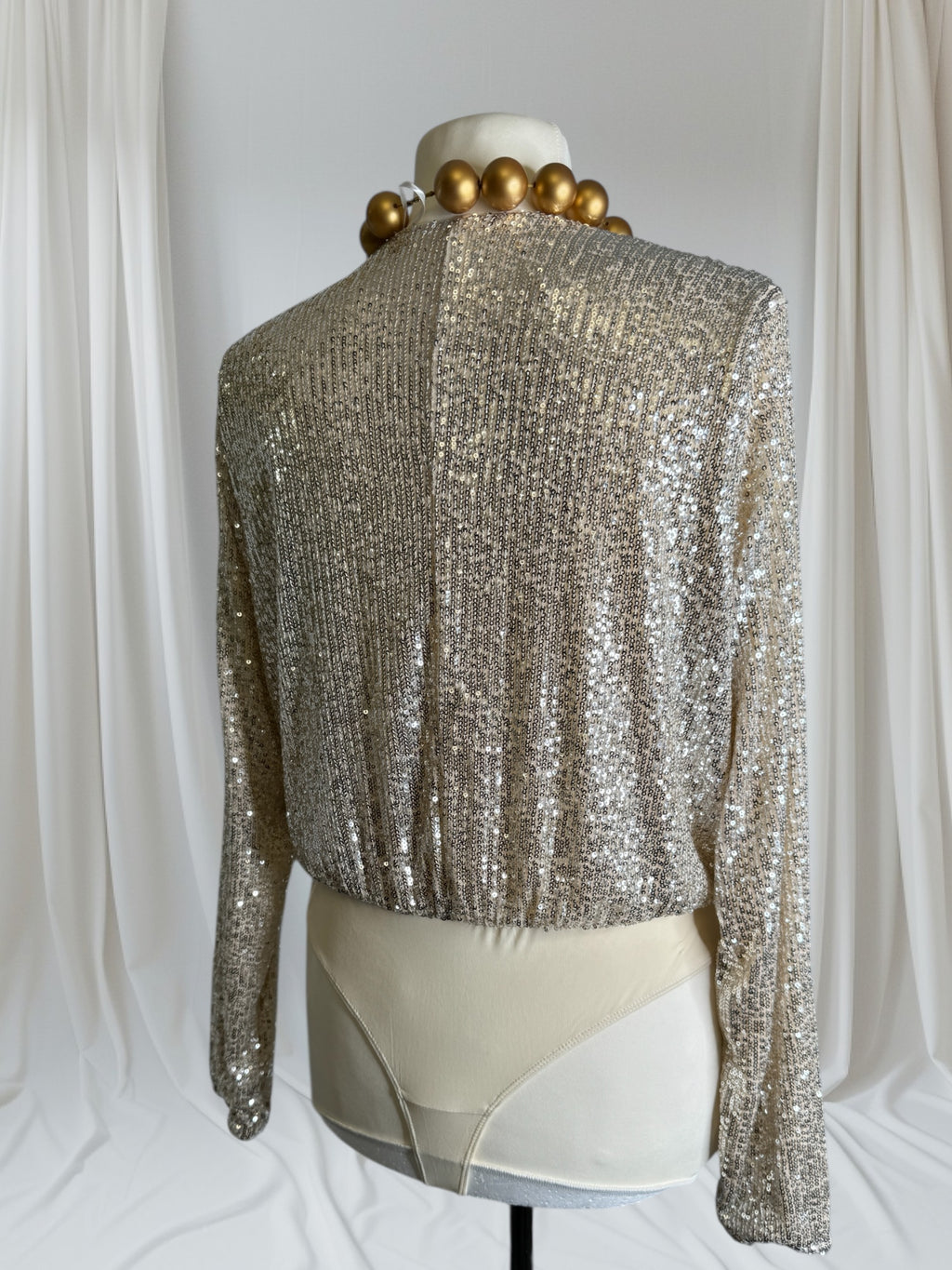 Body argente, avec paillettes, Taille L