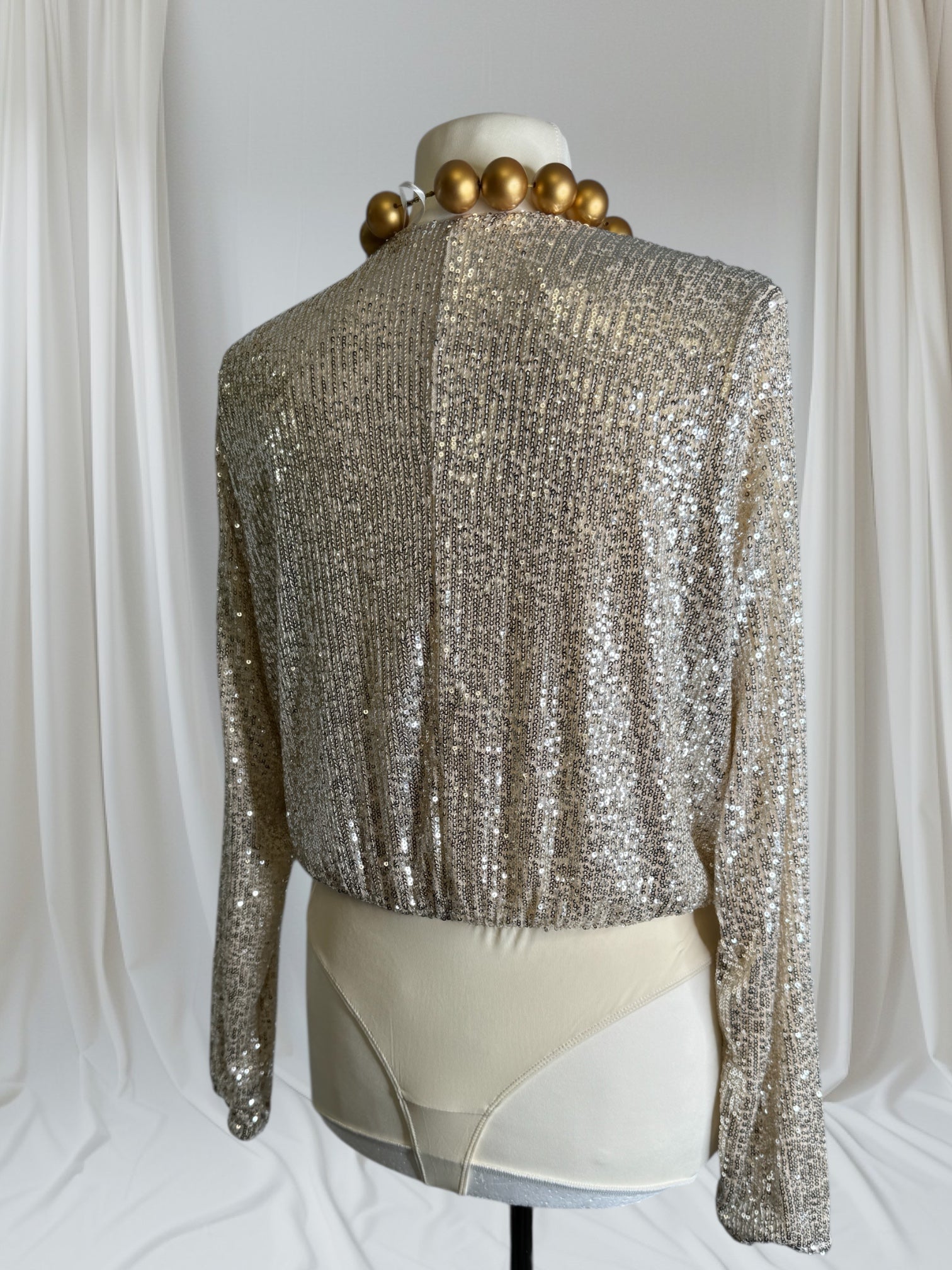 Body argente, avec paillettes, Taille L