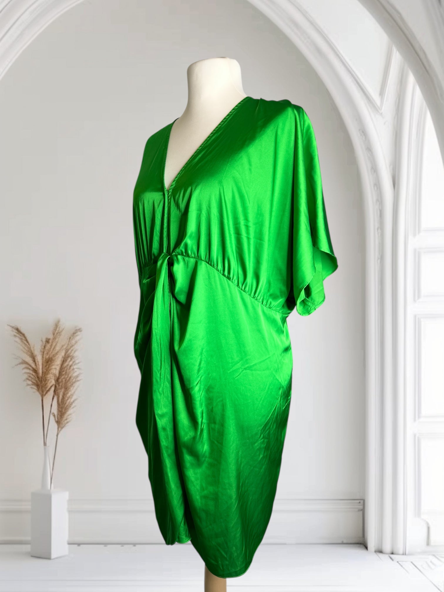 Robe couleur Vert, Soie, Taille 2XL