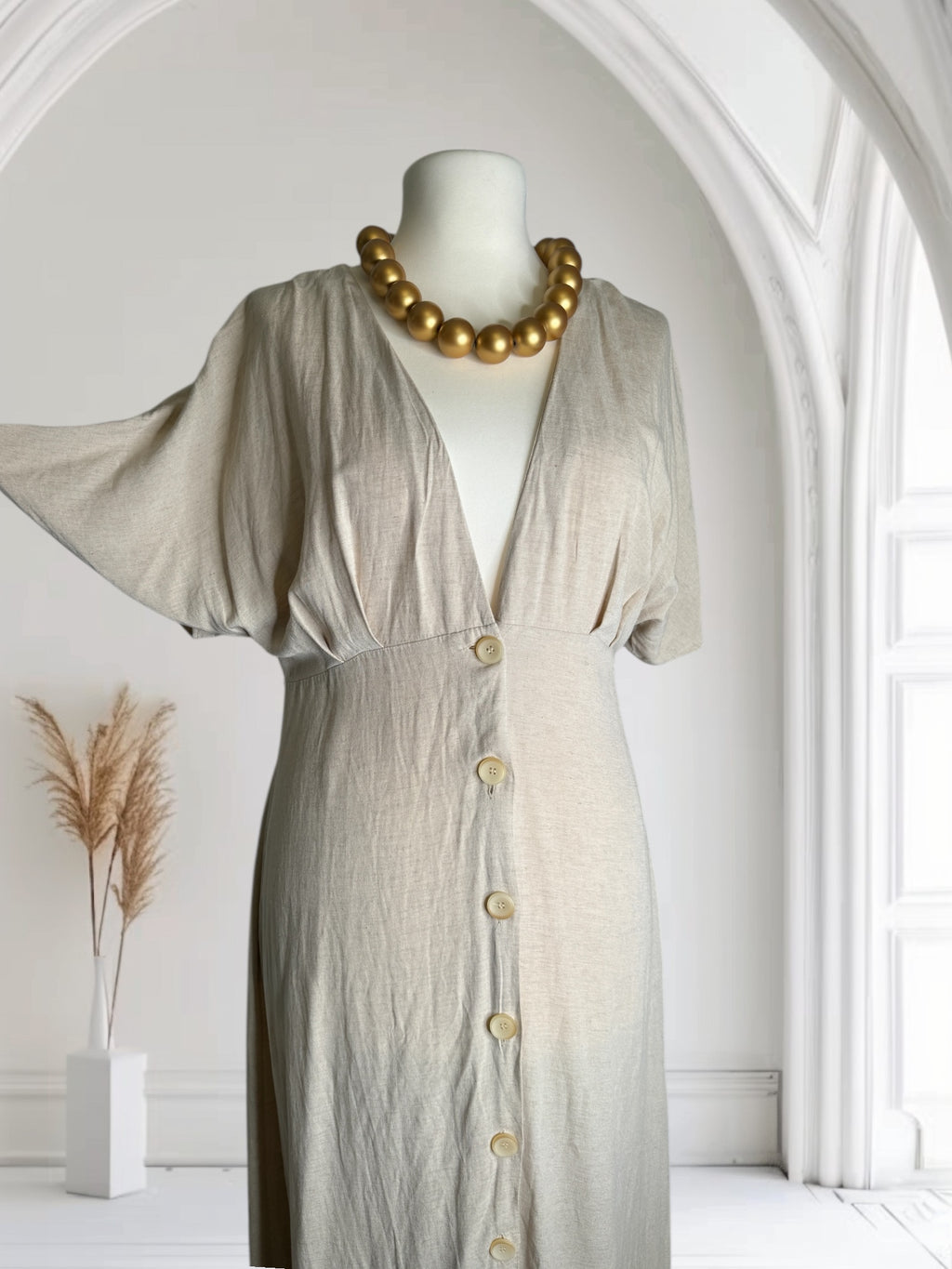 Robe tres elegant, couleur Crème, Taille XL