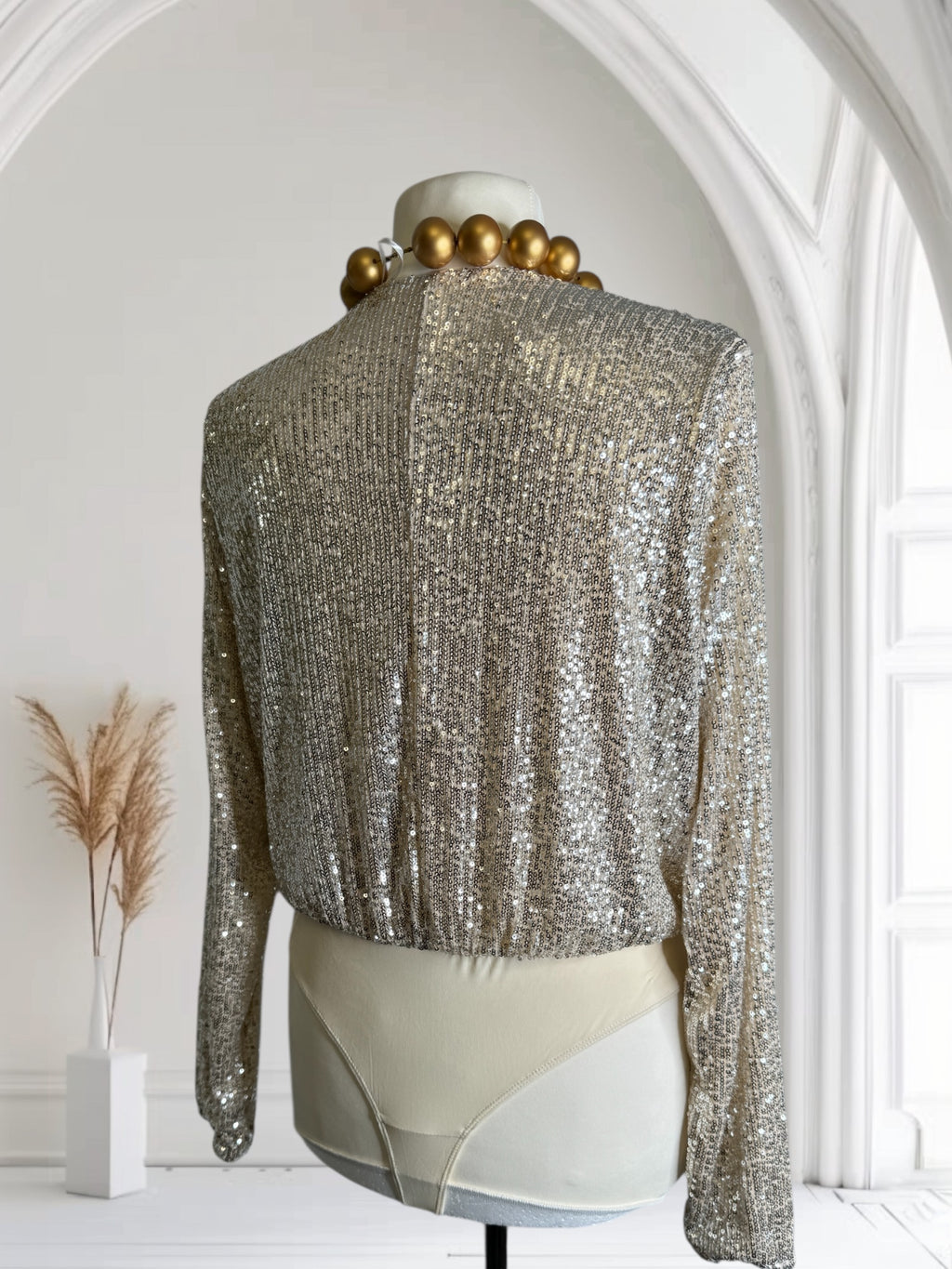 Body argente, avec paillettes, Taille L