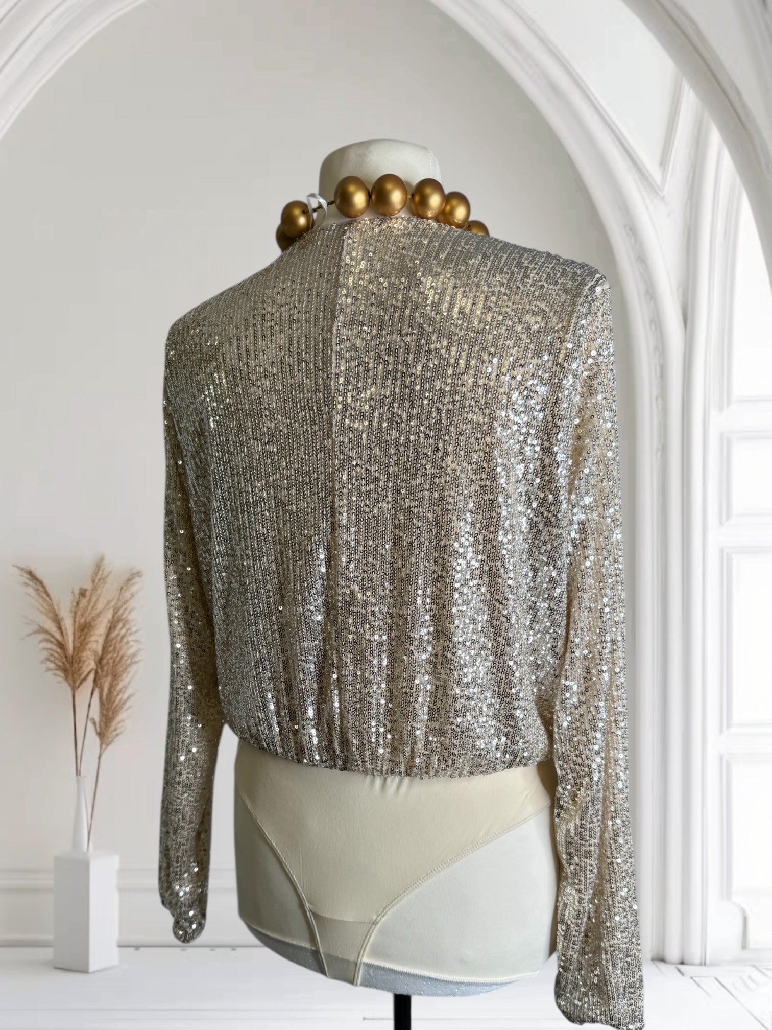 Body argente, avec paillettes, Taille L