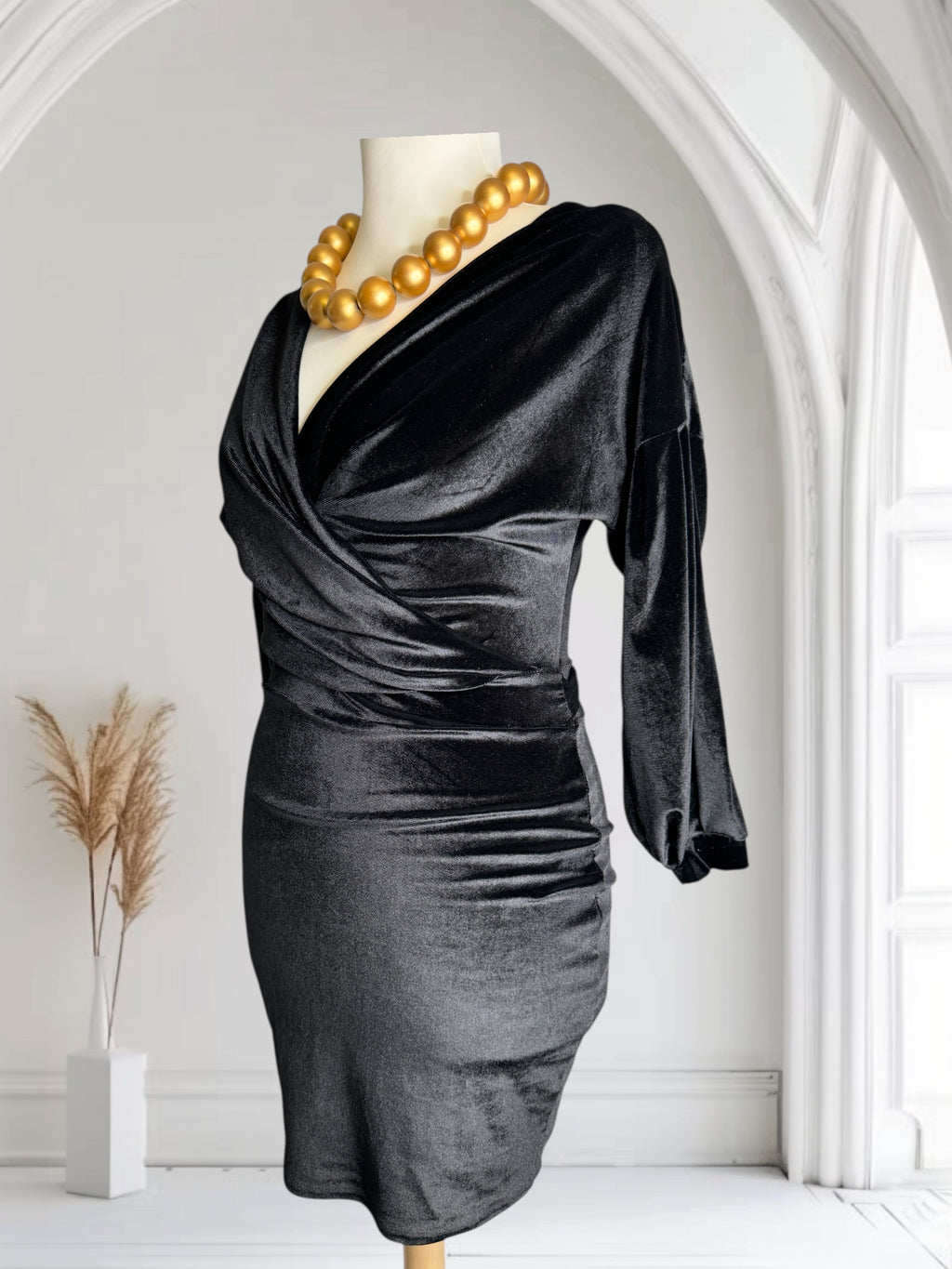 Robe Noire courte, tissu viscose, Taille S