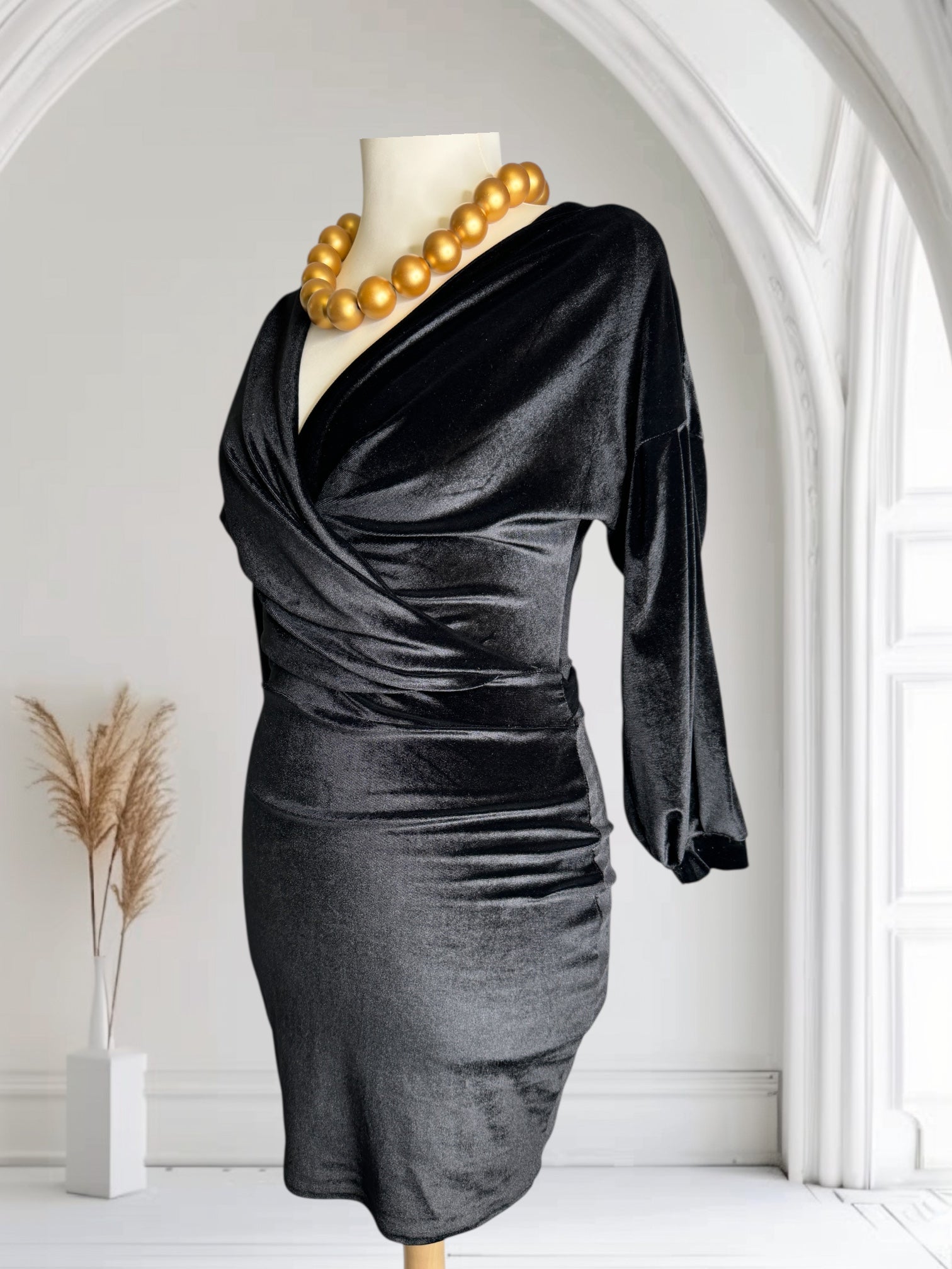 Robe Noire courte, tissu viscose, Taille S