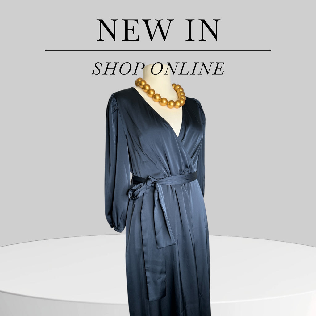 Robe long, Soie, Bleu Marine, Taille L