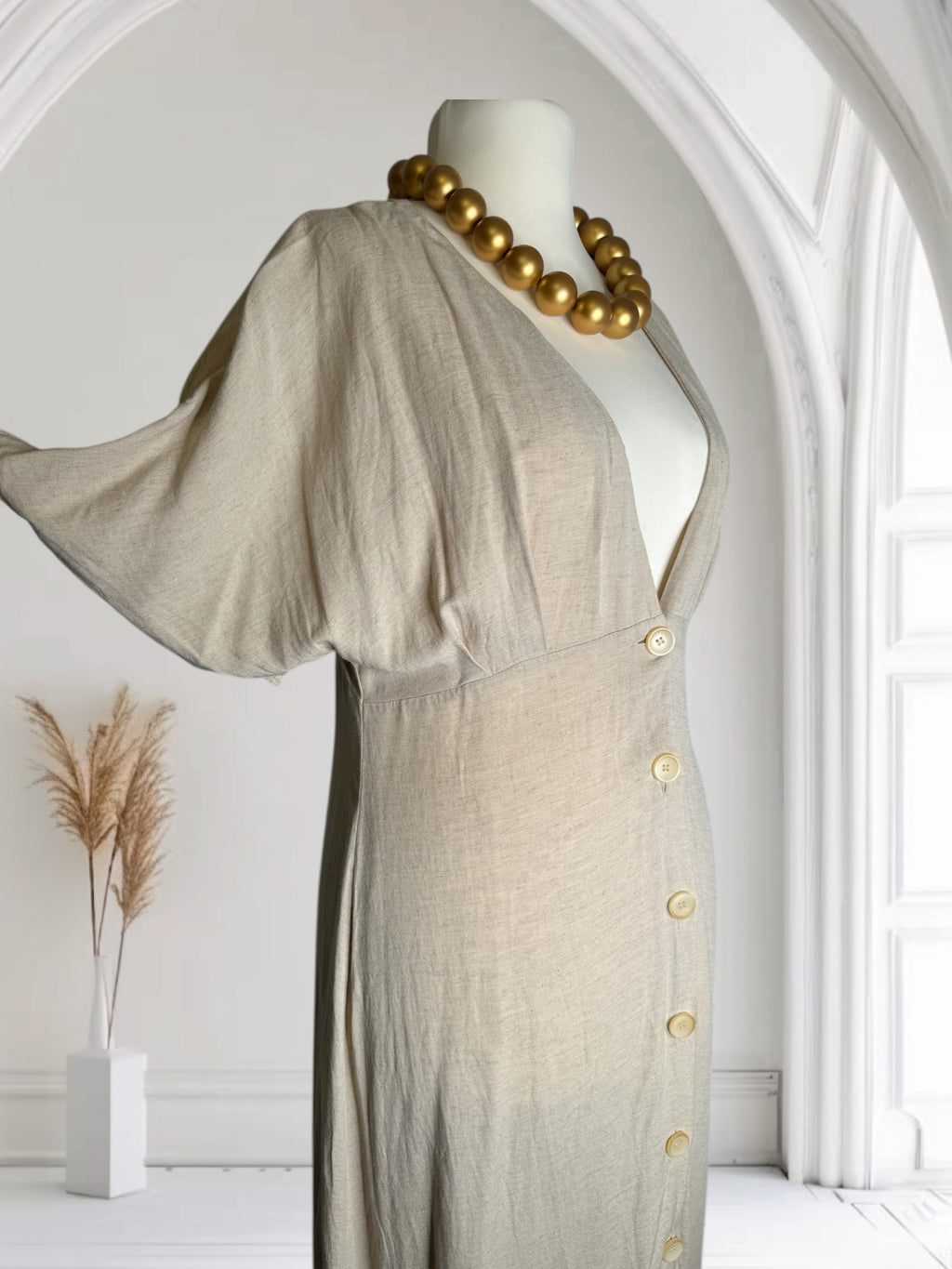 Robe tres elegant, couleur Crème, Taille XL