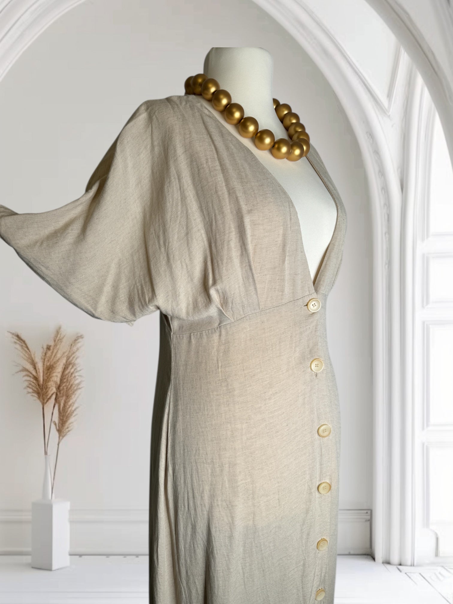 Robe tres elegant, couleur Crème, Taille XL